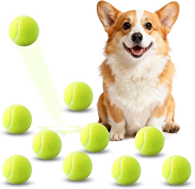 10 Pack of 2 Inch Mini Tennis Balls for Small Dogs, Fetch & Chew Toys, Compatible with 2" Automatic Ball Launchers for Interactive Play (Green 1)