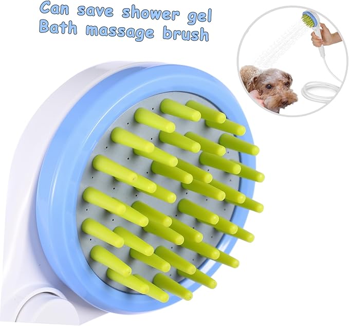 Luxshiny Portable Pet Shower Sprayer with Hose Handheld Puppy Brush and Massage Sprinkler for Efficient Bathing Durable Abs Material Water Saving and Puppies