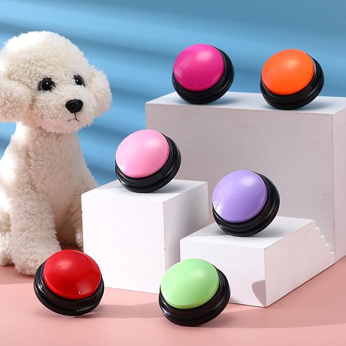 Sanwuta 12 Packs Dog Buttons for Communication, Voice Recording Button Talking Buttons for Dog Recordable Pet Training Buzzer, Dog Sound Buzzer, Pet Buttons Training Toy Game Buzzer Funny Gifts