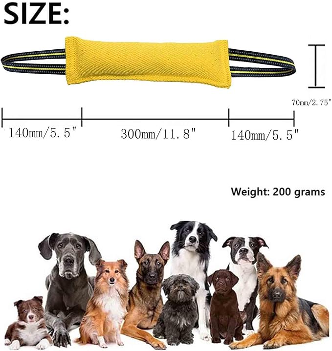 Clysoru Tug Toy for Dogs Tug of War Dog Toy with 2 Strong Red Band Handles Lasting Training Equipment Puppy to Large Dogs Interactive Toy Best for Tug of War Pull Indestructible Rope Toys (Yellow)