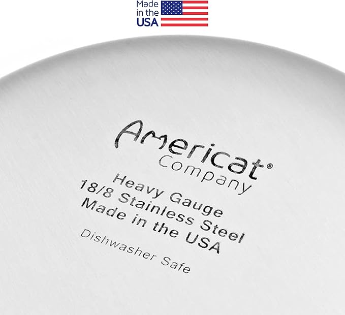 Raised Cat Bowl Stand for Food & Water by Americat – Made in USA – Stainless Steel, Spill-Proof Elevated Feeder, Dishwasher Safe, Human Grade, Whisker Friendly (Bowl + Stand)