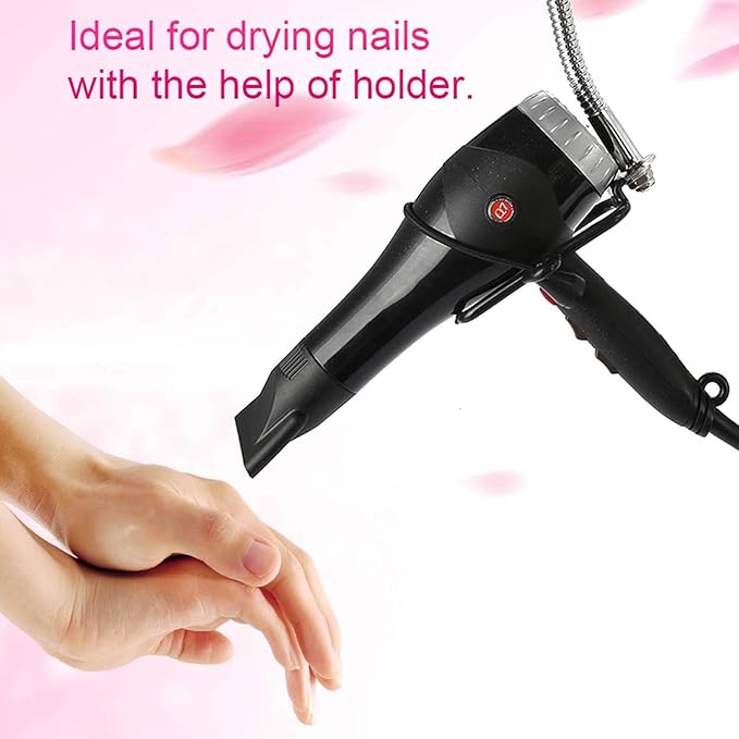Adjustable Hair Dryer Holder Stand, 360 Degree Freely Rotation Hair Dryer Wall Universal Holder, Hands Hair Blower Stand with Suction Cup