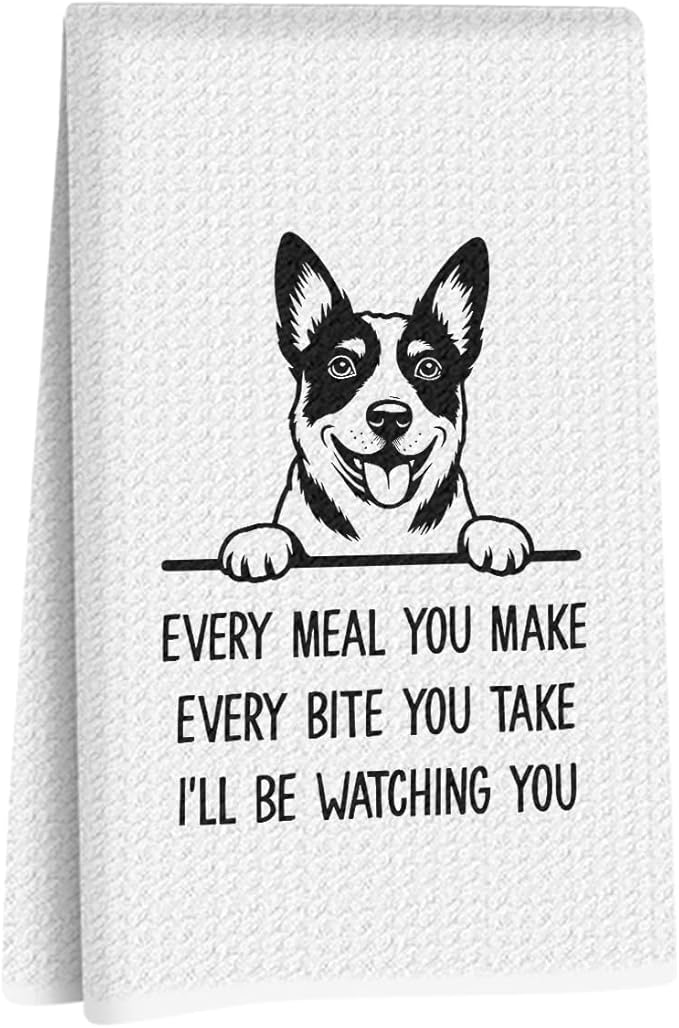 Funny Australian Cattle Dog Kitchen Towels, Australian Cattle Dog Gifts for Women Mom, Reusable Hand Towels for Kitchen Bathroom Decor,Waffle Weave Microfiber Absorbent Dish Towel Tea Towel 14x24 inch