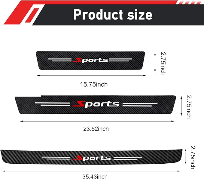 9 PCS Car Door Sill Protector, Carbon Fiber Rear Bumper Guard Strip, Leather Threshold Sticker, Anti-Scratch Auto Door Entry Guards Sill Protector, Universal for Most Vehicles (Black)