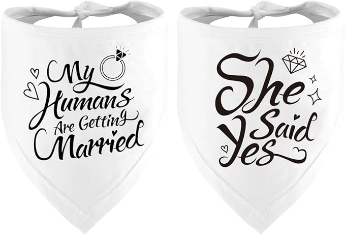Engagement Gift, My Humans are Getting Married Dog Bandana, Wedding Photo Prop, Pet Scarf, Dog Engagement Announcement, Pet Accessories (White)