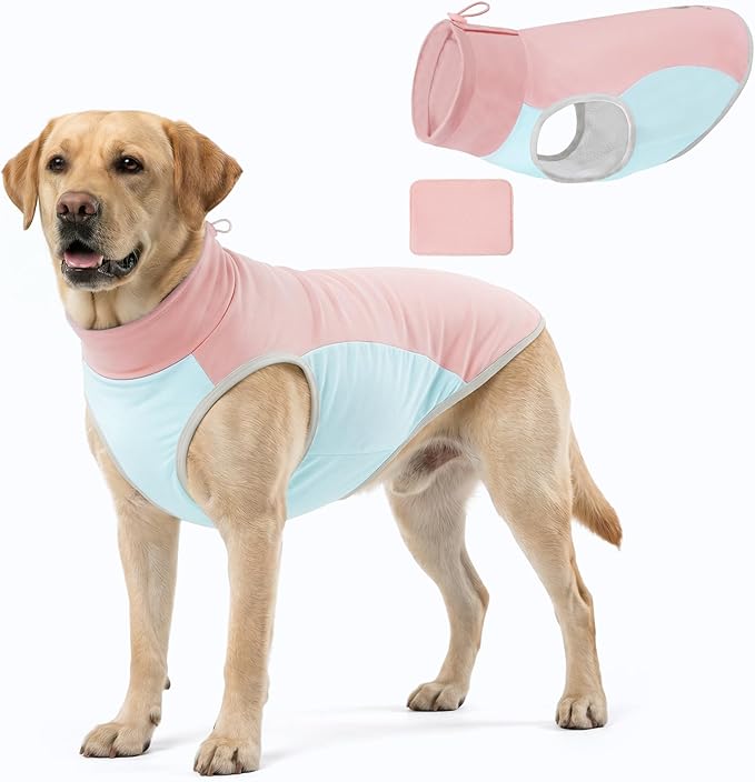 KYEESE Dog Cooling Vest, Breathable Dog T Shirt for Medium Large Dogs Girl, Soft Sun Protection Reflective Tank Top with Cooling Insert Pad, Lightweight Sleeveless Summer Dogs Clothes, Pink, 2XL