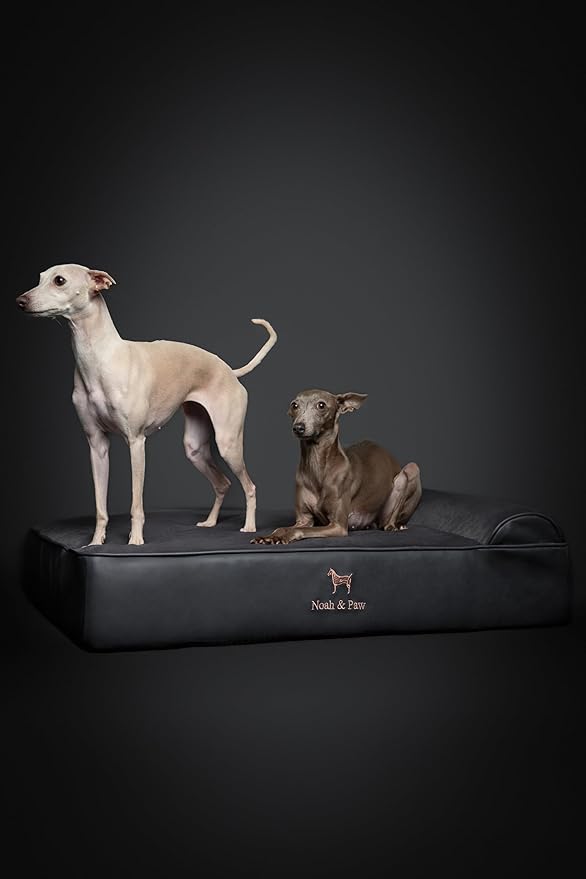 NOAH & PAW Large Dog Bed, 35x25x8.7 Inch, Orthopedic Dog Beds, Eggshell Memory Foam Infused with Cooling Gel, Waterproof, Machine Washable, Includes Inner Cover (Faux Leather)