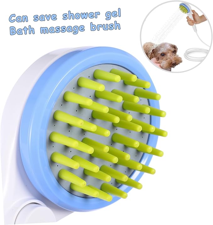 Toddmomy Portable Dog Shower Sprayer with Hose Pet Massage Brush for Puppy Bathing Handheld Combing Shower Head for Efficient Water and Shampoo Saving Suitable for All Dog