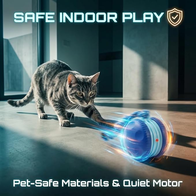 Interactive Cat Dog Toy Funny Automatic Moving Rolling Dog Toys with Rope for Small Medium Large Dogs Cats Rechargeable Puppy Toys Pet Ball to Keep Them Busy (Blue)