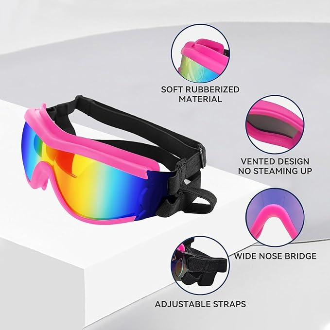 LESYPET Dog Goggles Large Breed, UV Wind Dust Protection Large Dog Sunglasses Eye Protection, Eye Wear Pet Glasses with Adjustable Strap for Outdoor Riding, L