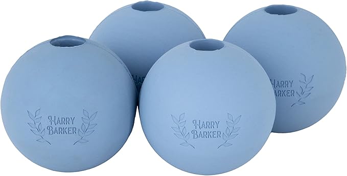 Harry Barker Natural Rubber Dog Fetch Balls, Durable High-Bounce Interactive Toy with Safety Air Vent, Treat-Stuffable Rubber Balls for Dogs, 3 Inch, 4-Pack