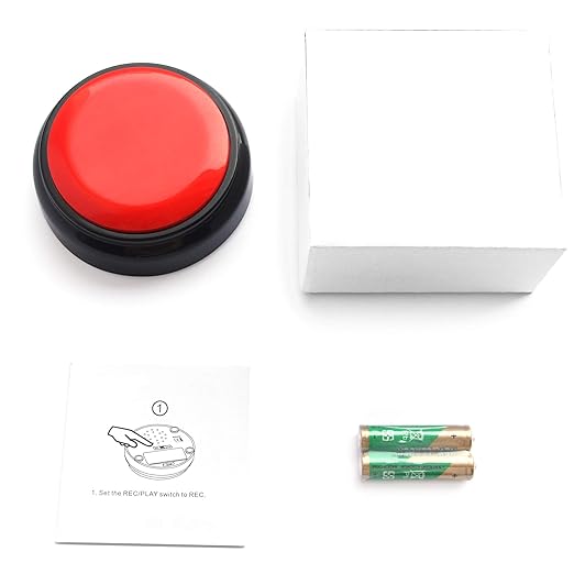 Recordable Sound Button - Pet Training Voice Recorder Buttons | 30-Second Custom Prank Sound Button for Gifts, Parties & Dog Commands Talking Answer Buzzers Funny Buttons (Battery Included)