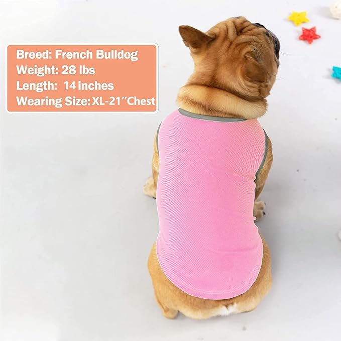 KYEESE 2Pack Dog Cooling Shirt, Breathable Dog Shirt for Medium Large Dogs, Sun Protection Dogs Cooling Vest Tank Top, Lightweight Soft Sleeveless Summer Pet Clothes, Pink+Grey, 2XL
