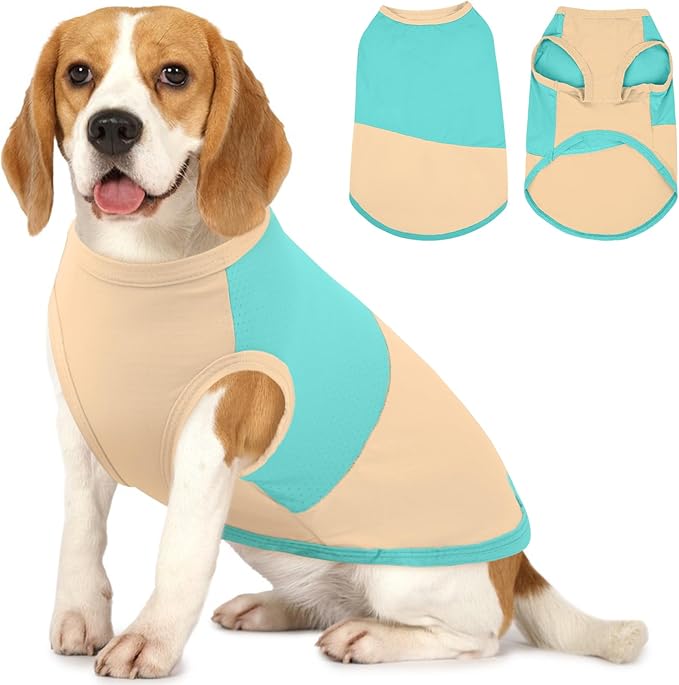 BRKURLEG Summer Dog Cooling Vest Quick Dry Breathable Dogs Cooling Shirts UPF 50+ Sun Protection Dog Shirt Lightweight Pet Shirts for Outdoor Adventures, Walking, Beach, GreenYellow, XL