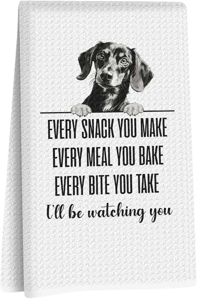 Cute Dachshund Kitchen Towels 24x14 Inch, Dachshund Gifts for Woman Mom, Reusable Microfiber Hand Towels for Kitchen Bathroom Decor, Waffle Weave Absorbent Dish Towel Tea Towel, Cute Wiener Dog Gifts