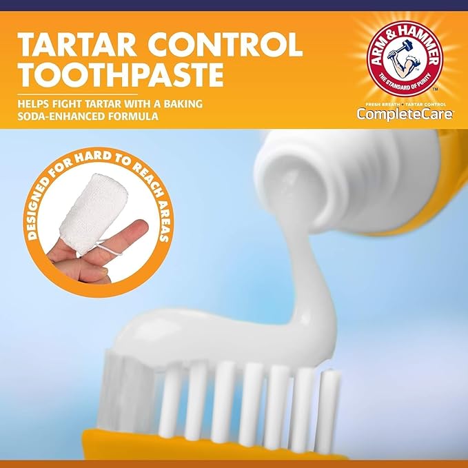 Arm & Hammer Complete Care Puppy Dental Kit, Enzymatic Toothpaste with Baking Soda and Calcium for Dogs, Peanut Butter Flavor, Toothbrush and Microfiber Brush Included, Fluoride-Free, 2.5 Oz - 2 Pack