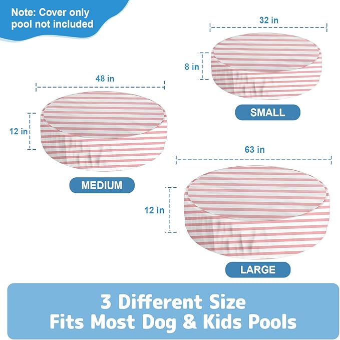 Foldable Round Dog Swimming Pool Cover, for 32 "/63“/48” Collapsible Outdoor Tub, PVC Coating Waterproof and UV Protection, Leakproof Washable Kiddie Pet Small Paddling Bath Accessories