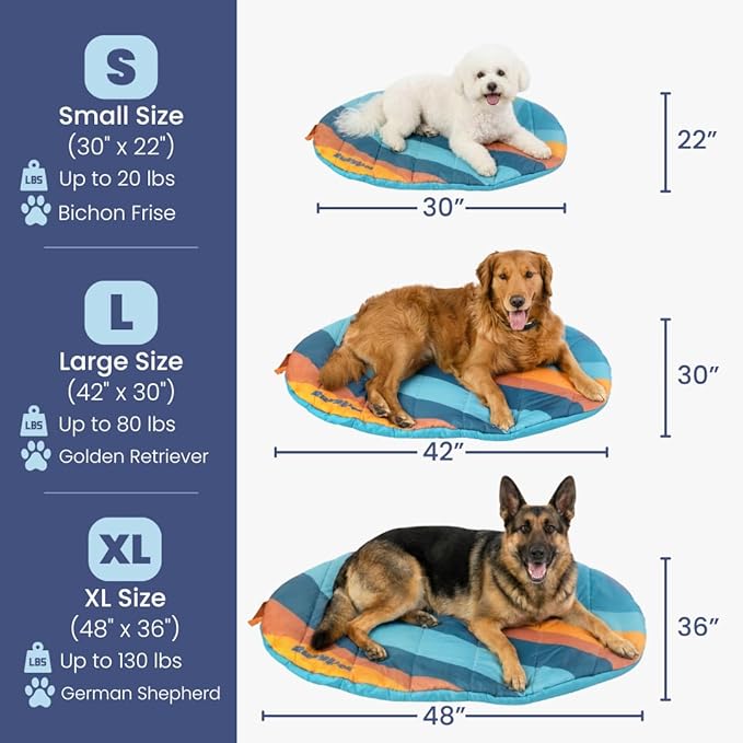 Travel Dog Bed (48" x 36") - Foldable & Packable for Travel, Road Trip, Camping – Lightweight, Water Resistant & Cozy with Soft Padding – Compact, Portable & Machine Washable – Large Breeds: Grey