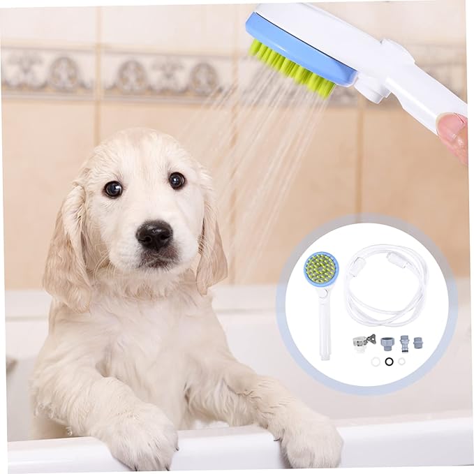 GALPADA Portable Pet Shower Sprayer with Hose Abs Durable Dog Combing Brush and Massage Shower Head for Long Hair Dogs and Cats Grooming Bathing