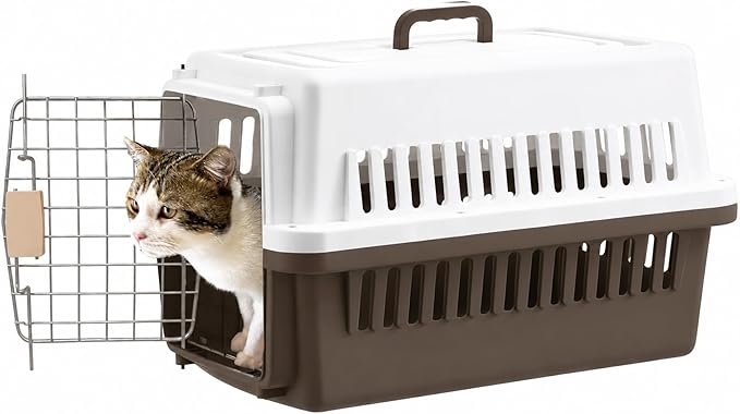 Pets Carrier,Kennel, 23in,Long,Hard-Sided,for Small Dog/Cat up to 20 lb,Suit for Airline/Road Travel (Coffee, Large)