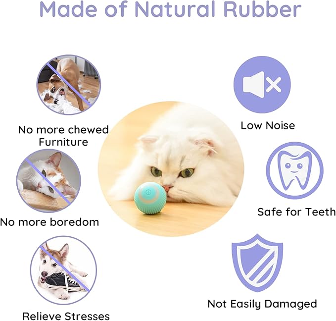 Automatic Active Rolling Ball for Dogs Self Moving Balls, Interactive Cat Ball Toy with LED Lights, USB Rechargeable, Silicone Surface (Pink)