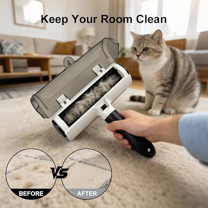 Reusable Pet Hair Remover Roller for Dogs and Cats - Removes Fur from Furniture, Carpet, Couch and Clothes -Self Cleaning - Lint Roller