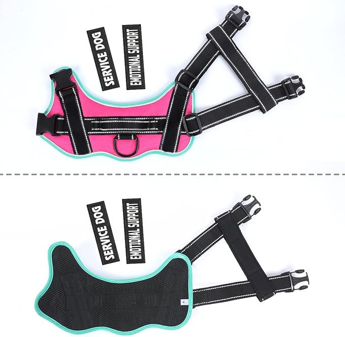 voopet Service Dog Harness,Emotional Support Pet Vest Harness,Reflective Breathable and Adjustable No-Pull ESA Dog Harness for Small Medium Large Dogs (with 4 PCS Removeable Tags) XX-Large (Pack of 1)