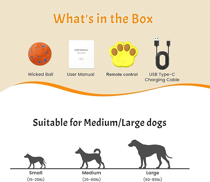 Moving Dog Toy, Interactive, Bouncing and Rotating, Silent Foam Material, IP54 Waterproof Rating, Smart Active Rolling, Stimulation Toys for Medium and to Keep Them Busy (Remote Orange)