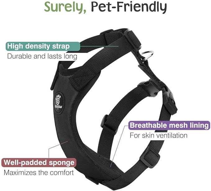 VavoPaw Dog Seat Belt, Safety Vest Dog Car Harness with Adjustable Buckle Dog Seat Belt for Vehicle Nylon Pet Safety Seat Belts Heavy Duty(L, Black)