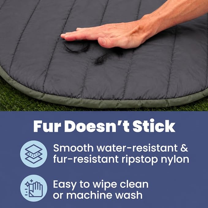 Travel Dog Bed (48" x 36") - Foldable & Packable for Travel, Road Trip, Camping– Lightweight, Water Resistant & Cozy with Soft Padding– Compact, Portable & Machine Washable – Large Breeds: Black