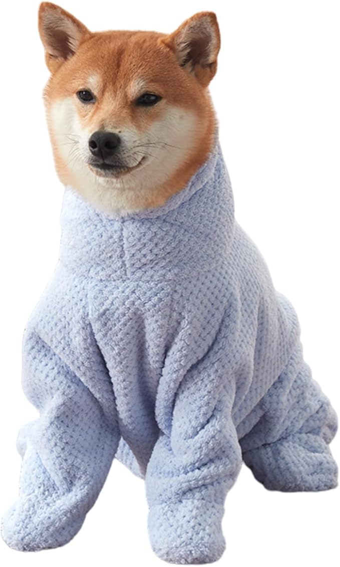 MANON ROSA Dog Bathrobe Towel - Absorbent Microfiber Robe for Small Medium Dogs and Cats - Quick-Drying Pet Drying Towel for After Bath Pool Beach (Medium Fits Pets 8-14lbs Back Length 15.8")