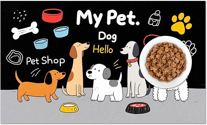 HOMETITUTE Funning My Pet Dog Pattern Dog Feeding Mat Pet Food Mat for Dogs and Cats Cute Puppy Design Pet Bowl Mat with Bone Paw and Non Slip Cat Feeding Mats for Home Kitchen Floor 20" x 12"