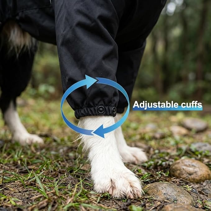 Dog Raincoat for Medium Large Dogs,rain Jacket Coat, Full Leg Coverage Waterproof Rain Suit with Detachable Hood & Tail, Reflective Strips, Snag-Free Top Zipper (Black for Girl, Small)