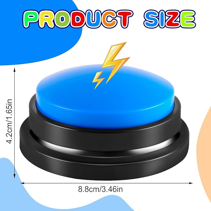 6 Pieces Recordable Answer Buzzers Button Answer Buzzers Game Show Buzzer Recordable Button Classroom Buzzers Perfect for Study Office Home and Pet Buttons Training Toy