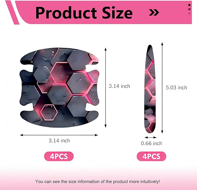 8 PCS Car Door Handle Protector Stickers, Carbon Fiber Scratch-Resistant Automotive Bowl Decals, Self-Adhesive Car Door Handle Paint Protective Film, Universal for Most Cars (Style 2)