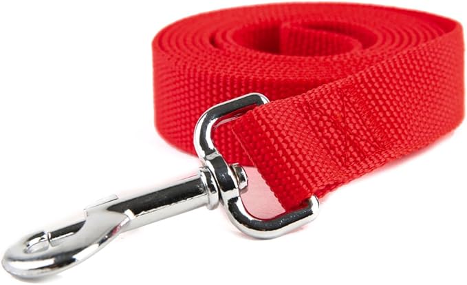 Nylon Dog Training Leash, Traction Rope, 4Ft /5 Foot /6 Feet Long, 5/8 inch 3/4 Inch 1 Inch Wide, for Small and Medium Dogs (5/8'' x 4 FT, Red)