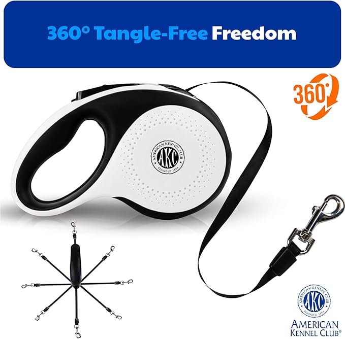 American Kennel Club Retractable Dog Leash, 16.4ft, Tangle-Free, Ergonomic Grip, One-Hand Brake, for Medium & Large Dogs up to 110 lbs