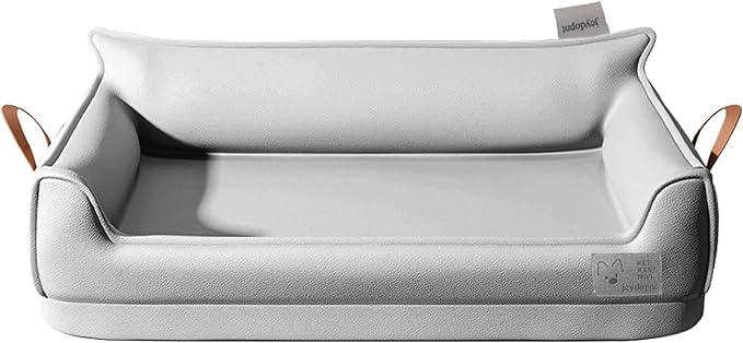 Removable Orthopedic Dog Beds for Large Dogs, Leather Memory Foam Dog Sofa Bed, Waterproof Durable Dogs Bed Couch with Non Skid Bottom for All Pet Sizes (Silver Gray, Medium)