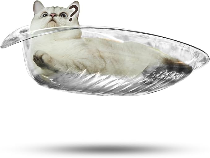Window Perch Cat Bed - Easy-to-Install, Safe, and Comfortable Hanging Cat Bed for Windows and Smooth Tile Walls (Transparent, M)