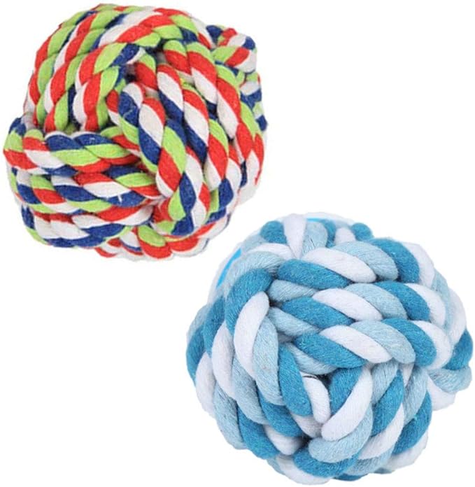 Dog Rope Ball 2Pack - Medium Breeds Knot Ball Rope Toys for Puppies to Medium Dogs, Teething Chewing, Tug and Boredom Relief