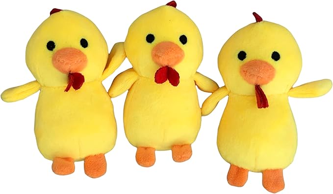 Glow Pups Chicken Dog Toys with Squeaker, Promotes Mental Stimulation, Soft Plush Dog Toy Material, 3" X 2", Cute Design, Relieves Boredom, 3 Pack of Replacement Chickens