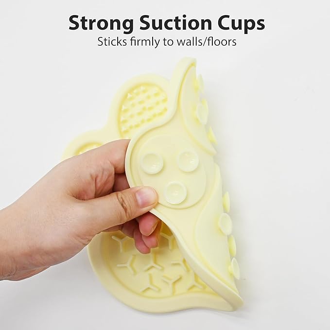 Lick Mat for Dogs and Cats, Slow Feeder Mats with Suction Cups - Bathing, Grooming and Training, Anxiety Relief Feeding Pad,Dishwasher-Safe Yellow