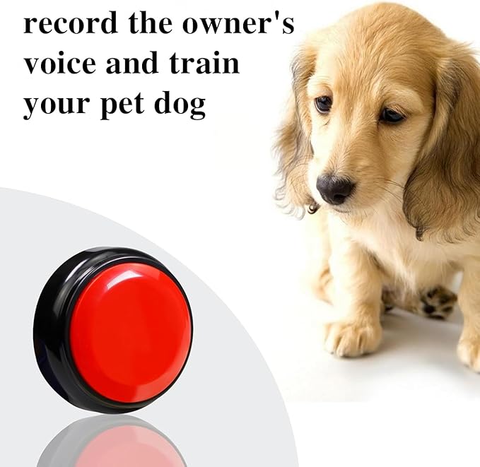 Recordable Talking Button, Dog Buttons for Communication Pet Training Buzzer, 30 Seconds Record & Playback, Funny Record Buttons for Pet, Classroom, Office, Home