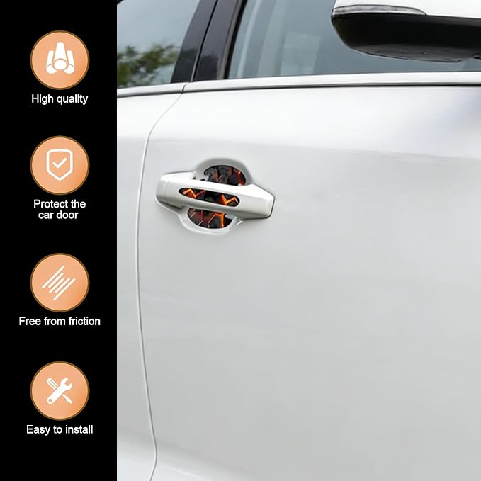 8 PCS Car Door Handle Protector Stickers, Carbon Fiber Scratch-Resistant Automotive Bowl Decals, Self-Adhesive Car Door Handle Paint Protective Film, Universal for Most Cars (Style 1)