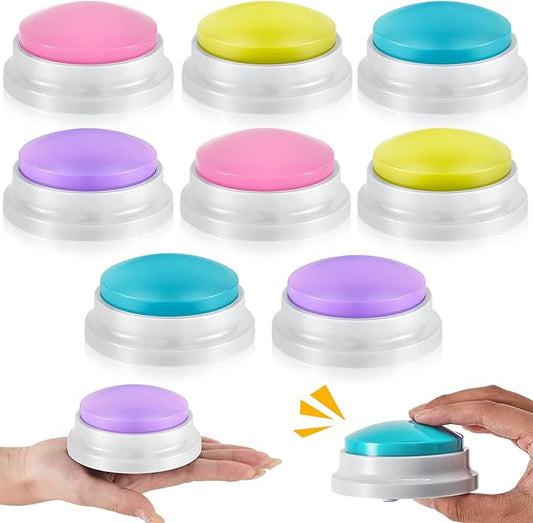 Honoson 8 Pieces Recordable Answer Buzzers Button for Trivia Games Show Buzzers Recording Buttons Gifts for Classroom Team(Classic Color)