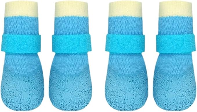 Dog Boots,Dog Paw Protectors Socks for Hot Pavement,Anti Slip Dog Shoes for Hardwood Floors_S(Blue)