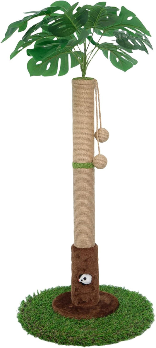 Woochpet Cat Scratching Post for Indoor Cats and Kitten - 35.43" Tall Cat Scratching Post with Sisal Rope,Palm Tree Cat Scratch Post with Hanging Ball