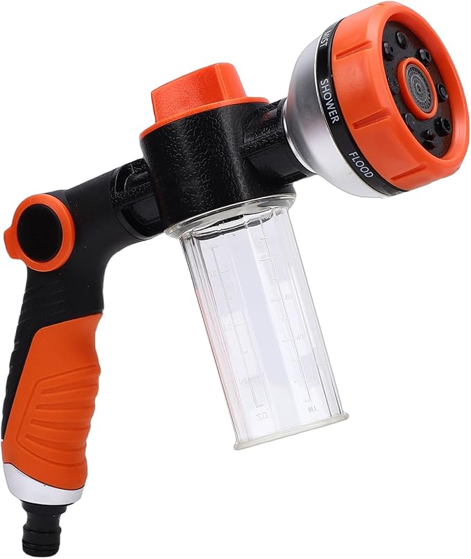 GLOGLOW Dog Washing Hose Attachment, 8 Spray Patterns Adjustable Water Switch with Upgraded Soap Dispenser, for Pet Shower Car Wash Plant Watering