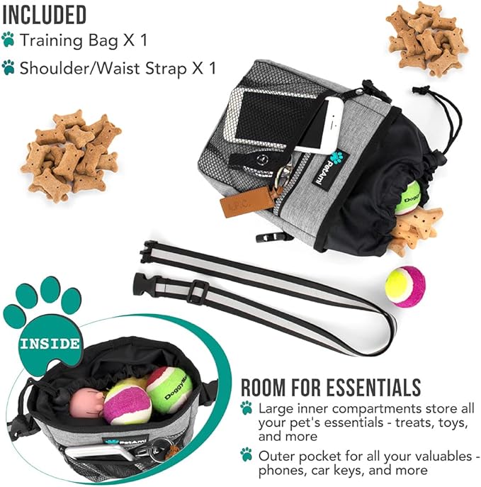 PETAMI Dog and CAT Treat Pouch, Heather Gray