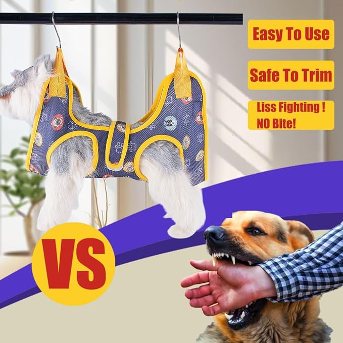 AIO Cat & Dog Restraint Sling for Nail Trimming Foldable Dog Grooming Supet Relaxation Hammock Harness for Pet Grooming S Purple